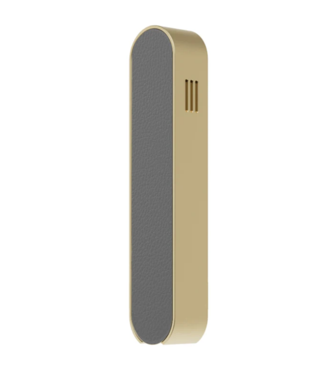 Modern Mezuzah - Gold Base & Gray Leather Cover