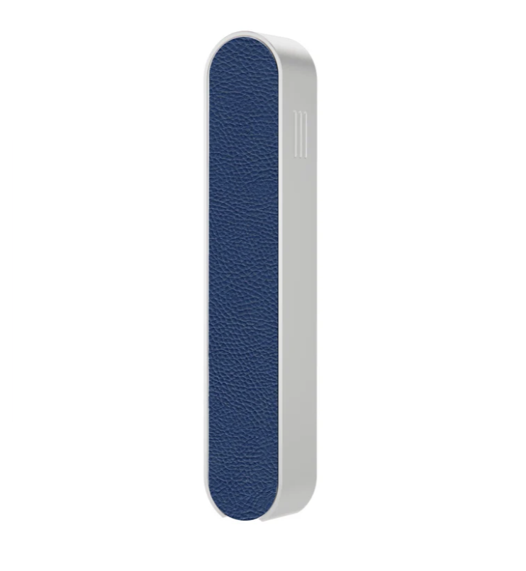 Modern Mezuzah - Silver Base & Blue Leather Cover 