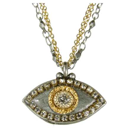 Silver Gray Evil Eye Necklace