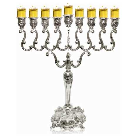 Silver Plated Elegant Oil Menorah -Perfect For Hanukkah