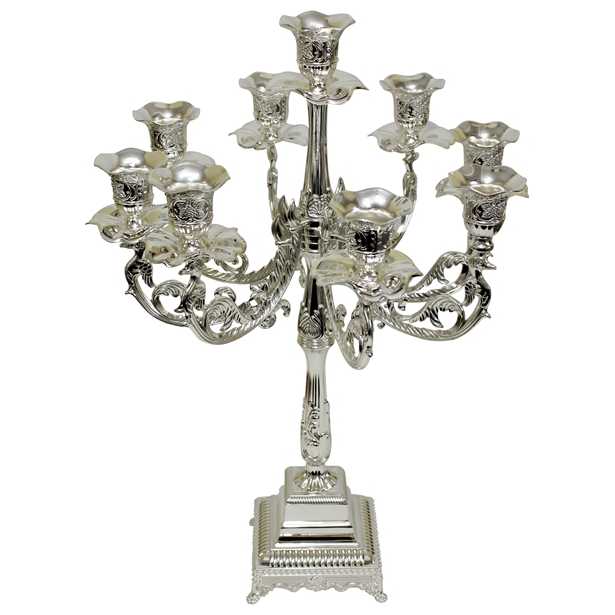 Silver Plated Floral 9 Branch Candelabra