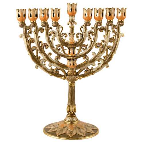 Small Gold Baroque Menorah -Perfect For Hanukkah
