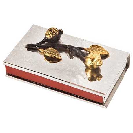 Small Stainless Steel Golden Pomegranate Matchbox Holder By Yair Emanuel
