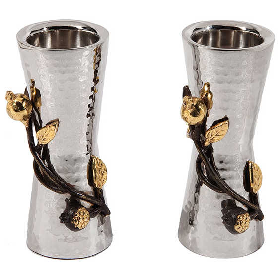 Stainless Steel Golden Pomegranate Tealight Candlesticks By Yair Emanuel