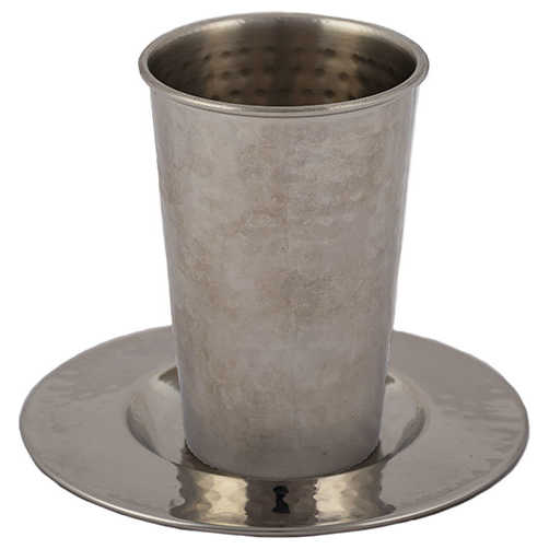 Stainless Steel Hammered Kiddush Cup By Yair Emanuel