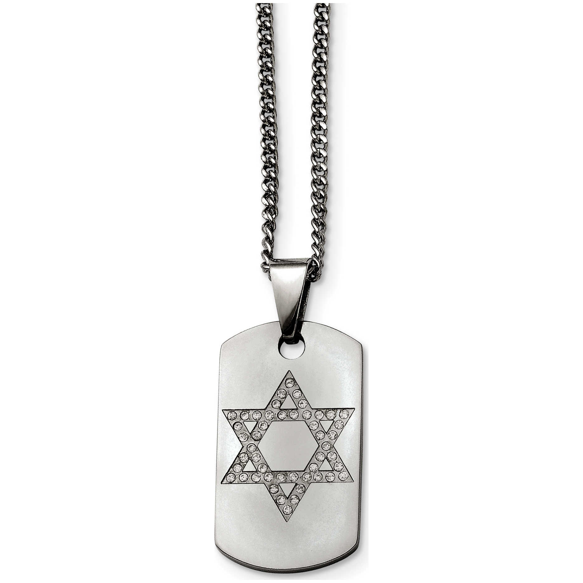 Stainless Steel Polished & Gold Ip-Plated Star Of David 20in Necklace