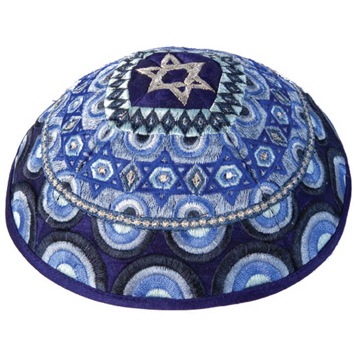 Blue Star Of David Circles Kippah By Yair Emanuel
