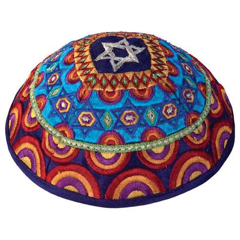 Multicolor Star Of David Circles Kippah By Yair Emanuel