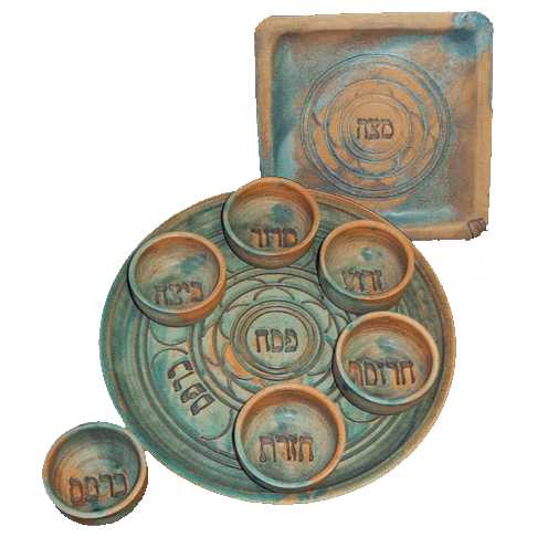 Ceramic Patina Seder Set -Perfect For Passover