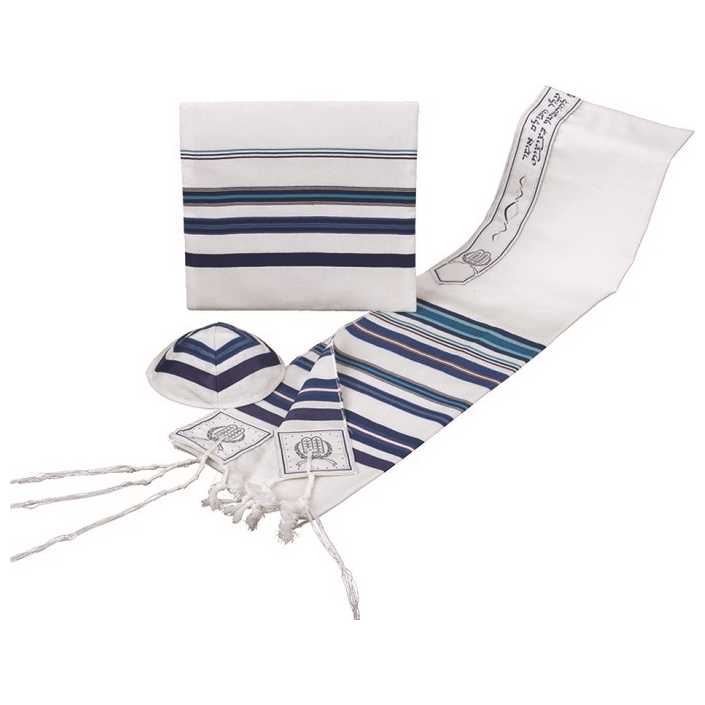 Bnai Ohr Tallit Set - Blue - 24 Inch X 72 Inch