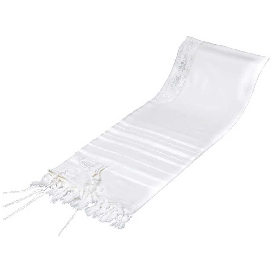Tashbetz Traditional Wool Tallit - White - 55 Inch X 72 Inch