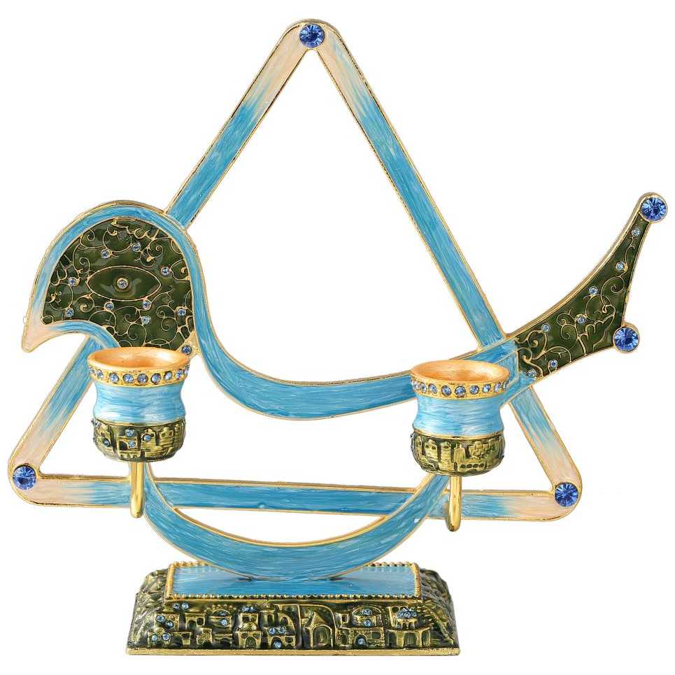 Teal Modern Bird Design Oil Candlesticks