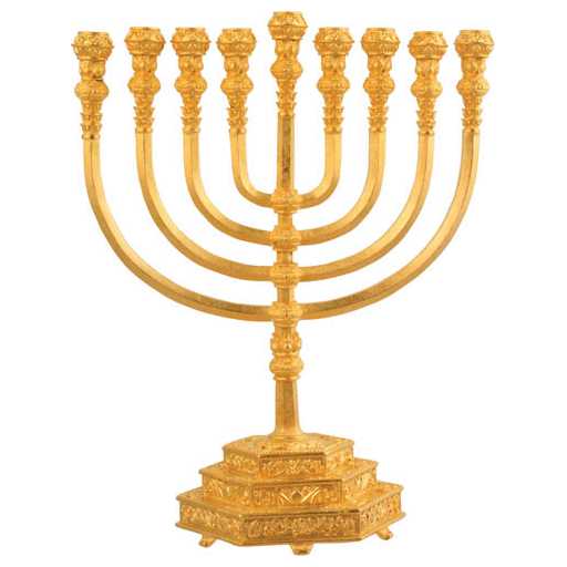 Temple Chanukah Gold Menorah -Perfect For Hanukkah