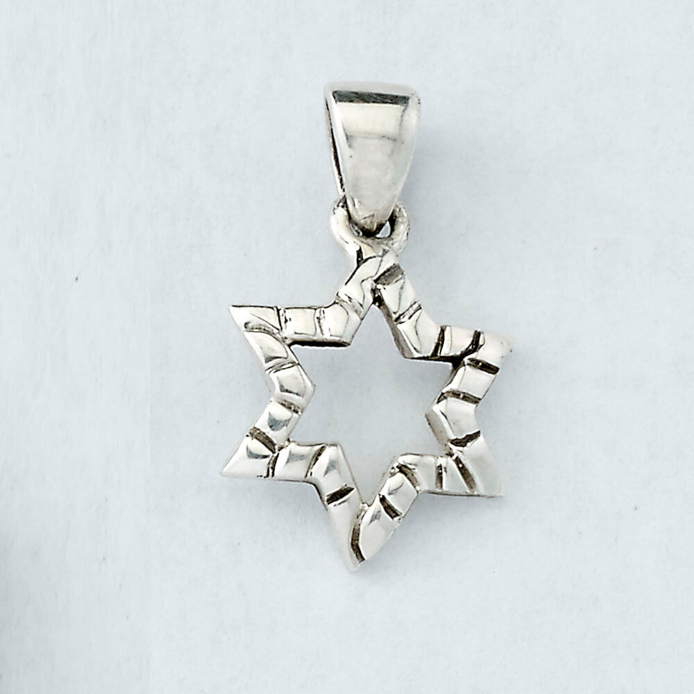 Sterling Silver Textured Star Pendant - 0.7" H