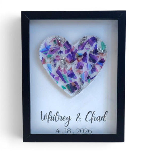 Shadow Box Crushed Wedding Glass Art