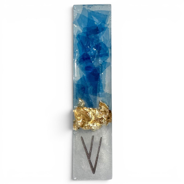 Crushed Wedding Glass Mezuzah With Metallic Accents