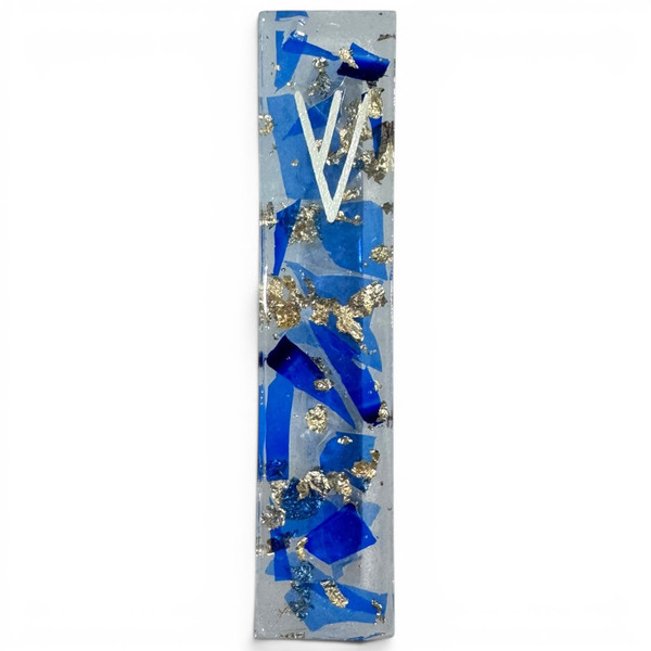 Acrylic Crushed Wedding Glass Mezuzah With Metallic Accents