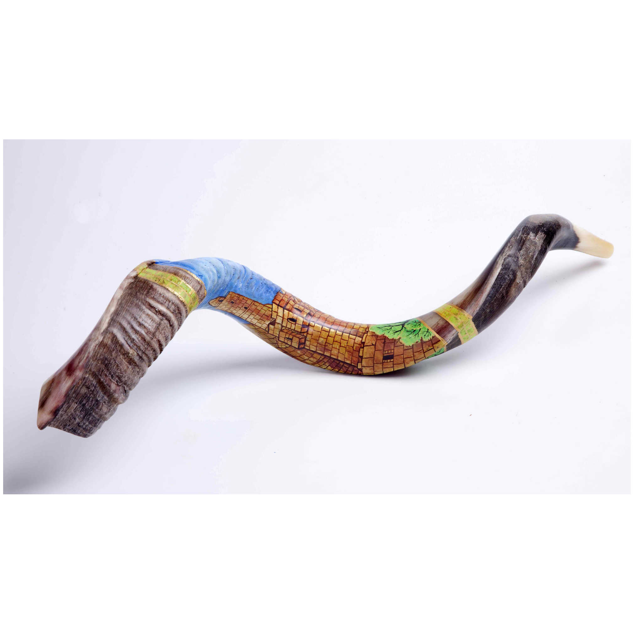 Tower Of David Painted Yemenite Shofar - 40"