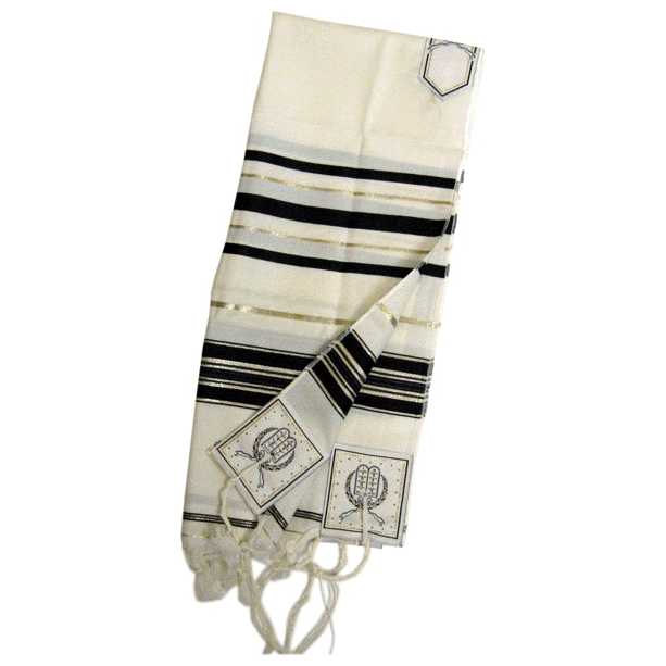 Traditional Black & Gold Stripes Wool Tallit