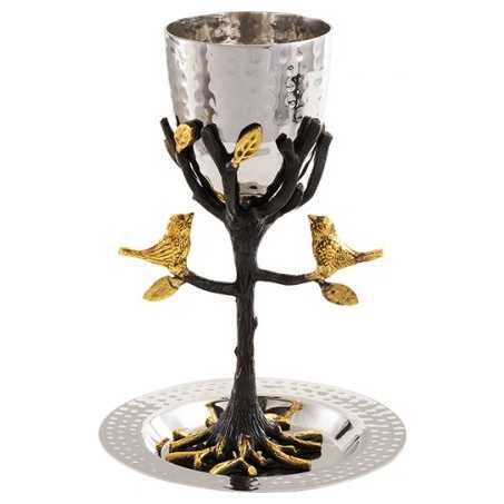 Tree Of Life Brass Kiddush Cup