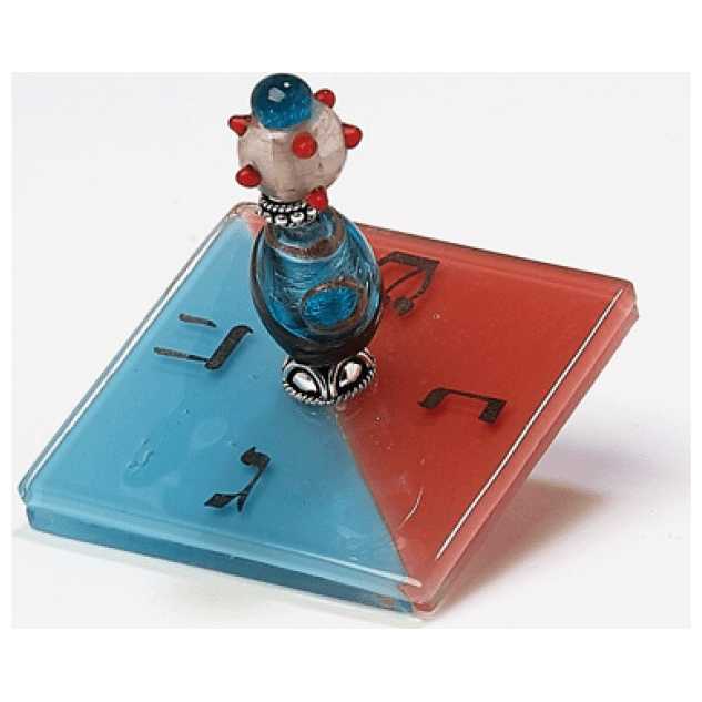 Turquoise And Tomato Beaded Dreidel -Perfect For Hanukkah