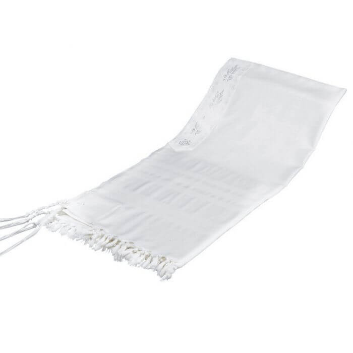Lightweight Classic Non-Slip Wool Tallis with White Stripes and Sefardic Tied Tzitzis