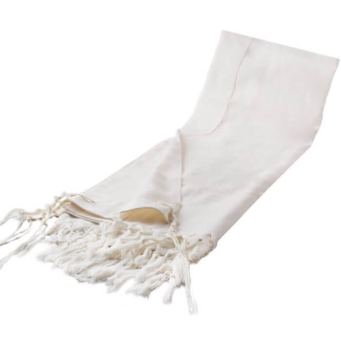 Classic Wool Non-Slip Wool Tallis with White Stripes and Ashkenazi Tied Tzitzis