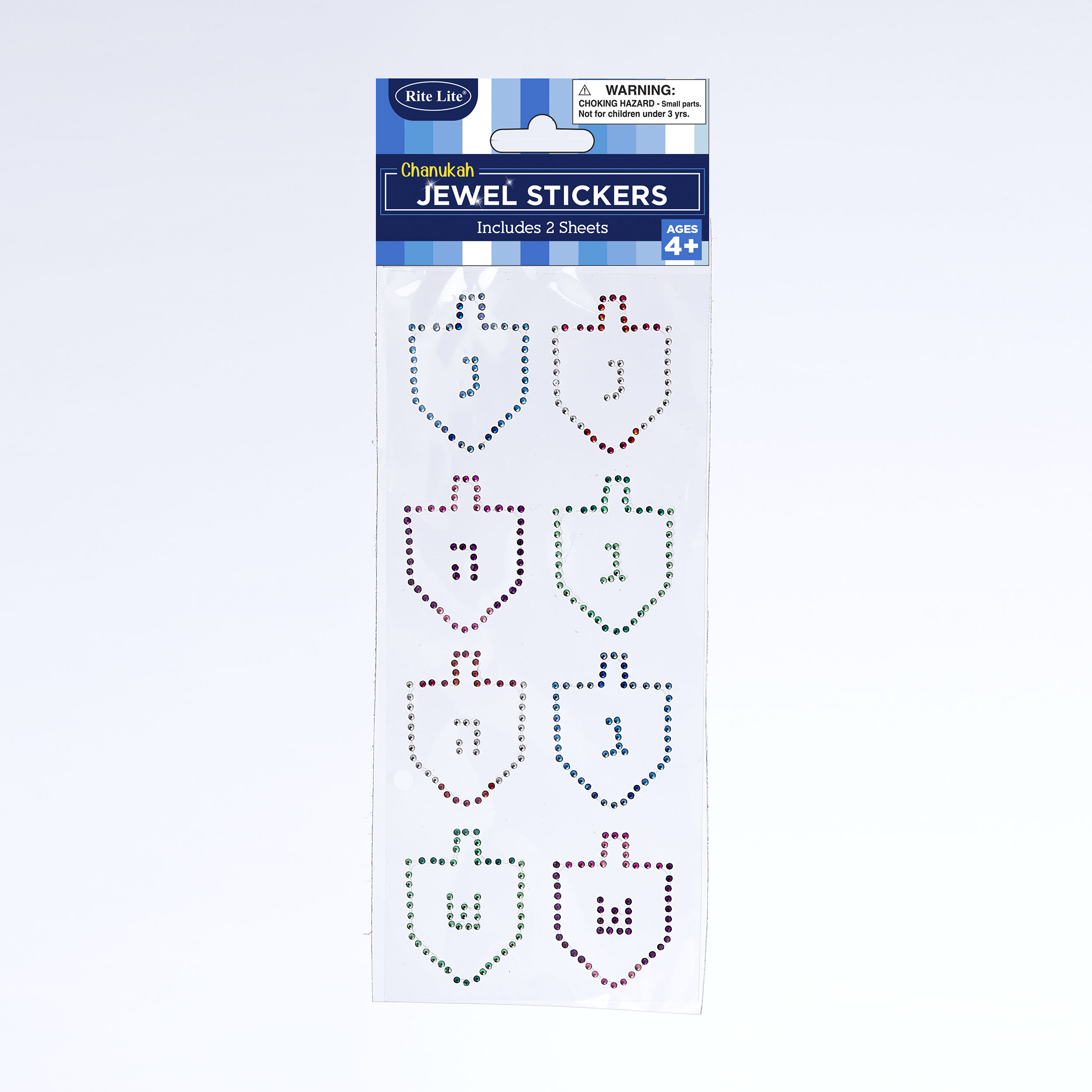 CHANUKAH "JEWEL" STICKERS, 9.5" x 3.75", 2 SHEETS/POLYBAG