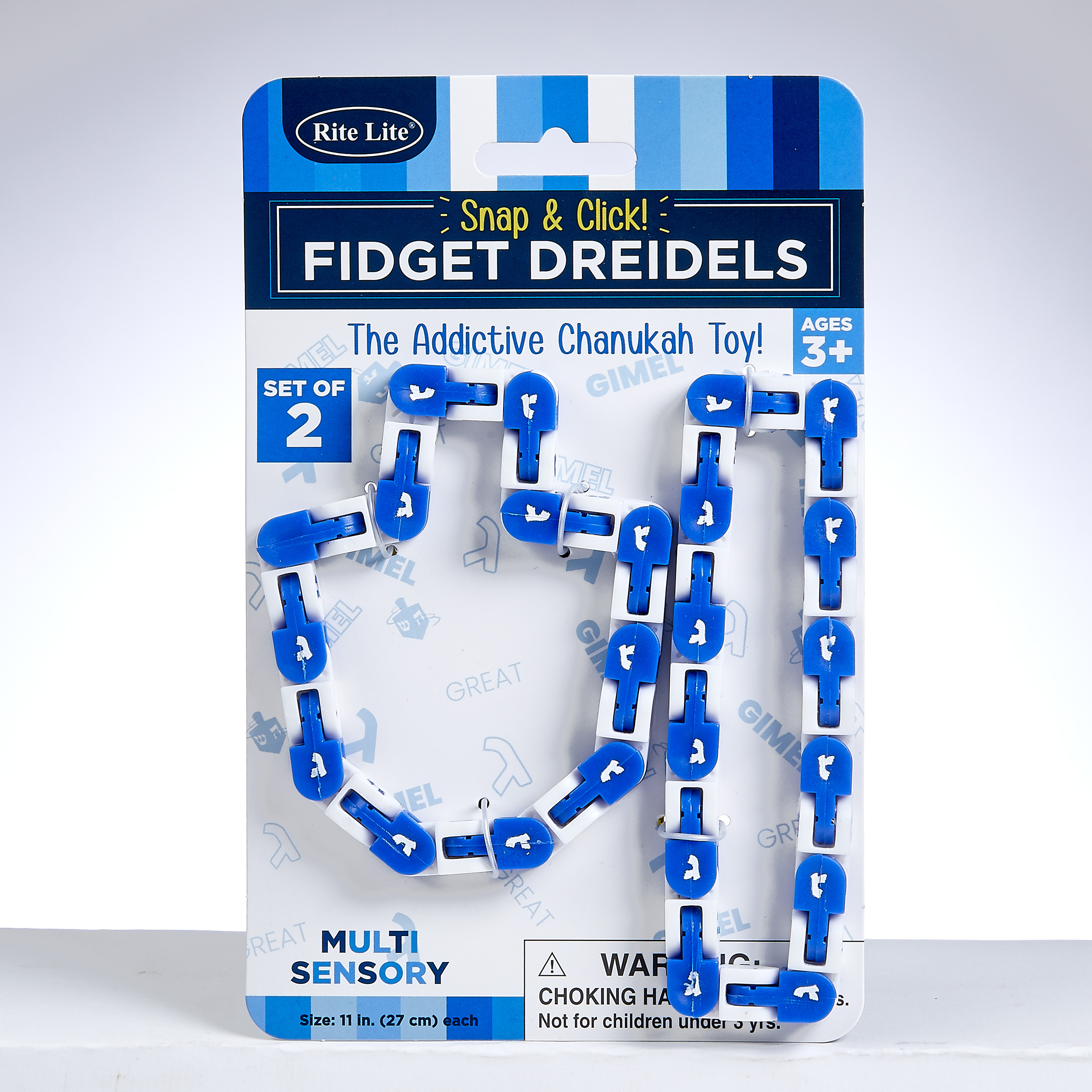 SNAP & CLICK FIDGET DREIDELS,PLSTC, 2 LINKS 24/DREIDELS/CARD