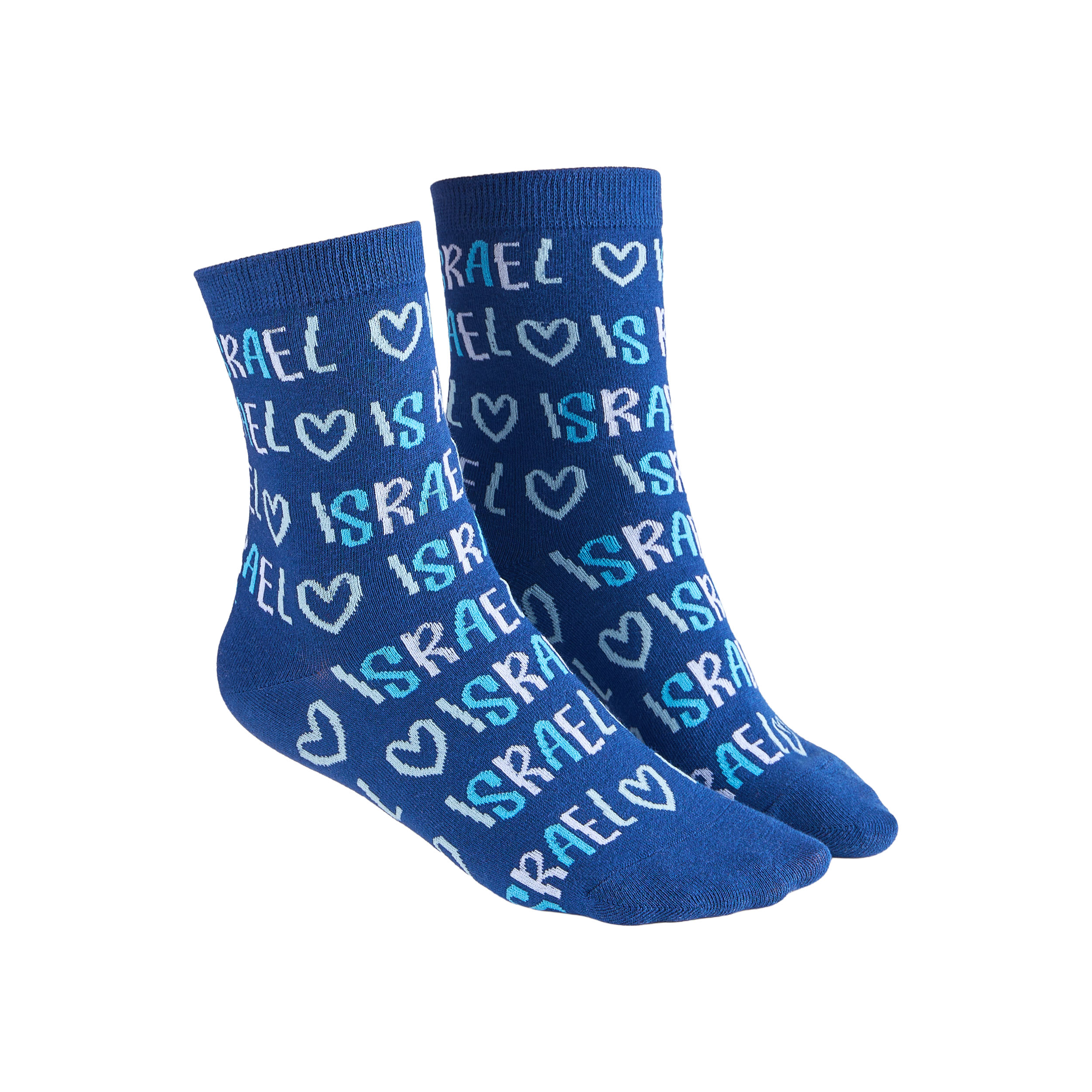 "I LOVE ISRAEL" SOCKS,COTTON BLEND,YOUTH CREW, CARDED