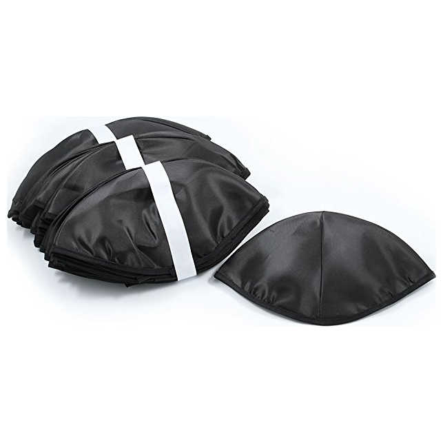 Unlined Rayon Shul Kippahs - Black/gross