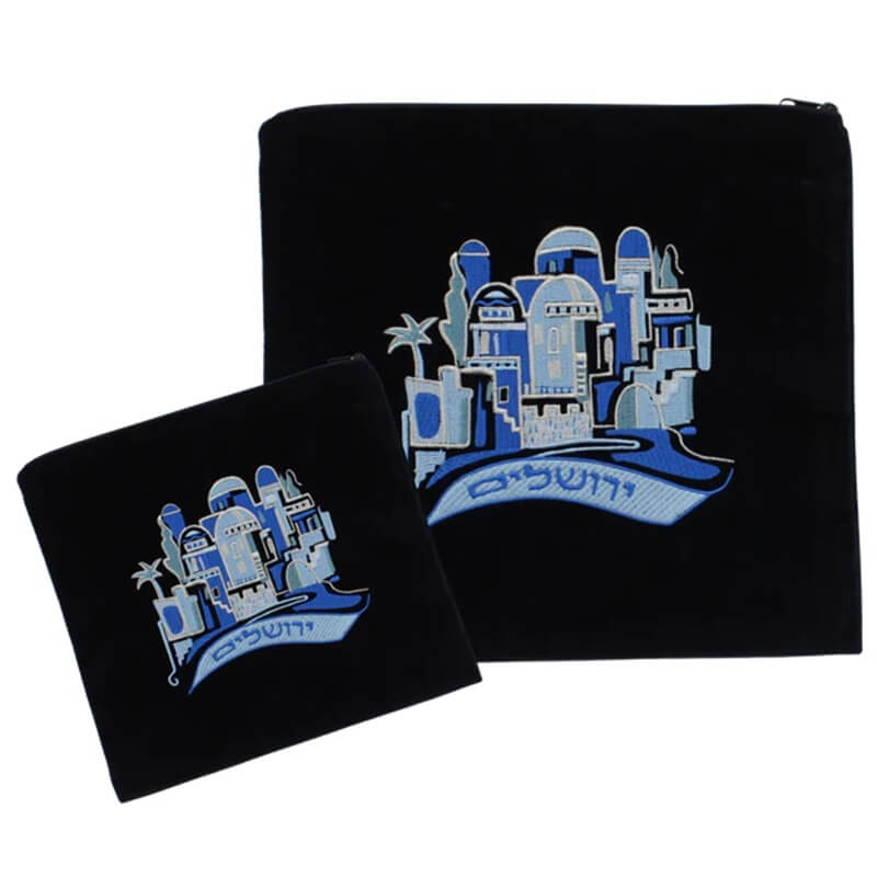 Jerusalem Tallit and Tefillin Bag - Black