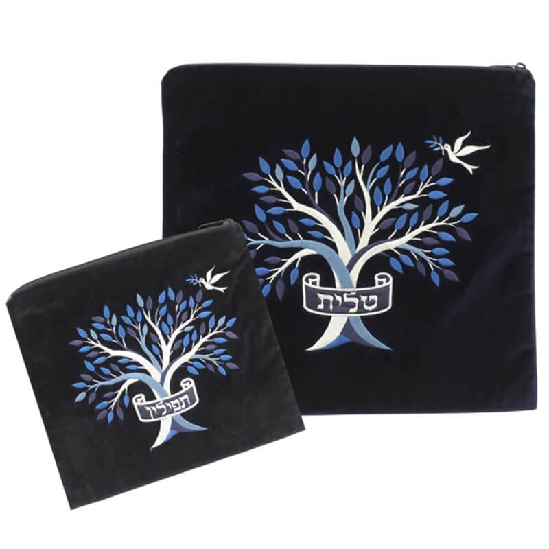 Tree of Life Tallit and Tefillin Bag - Navy