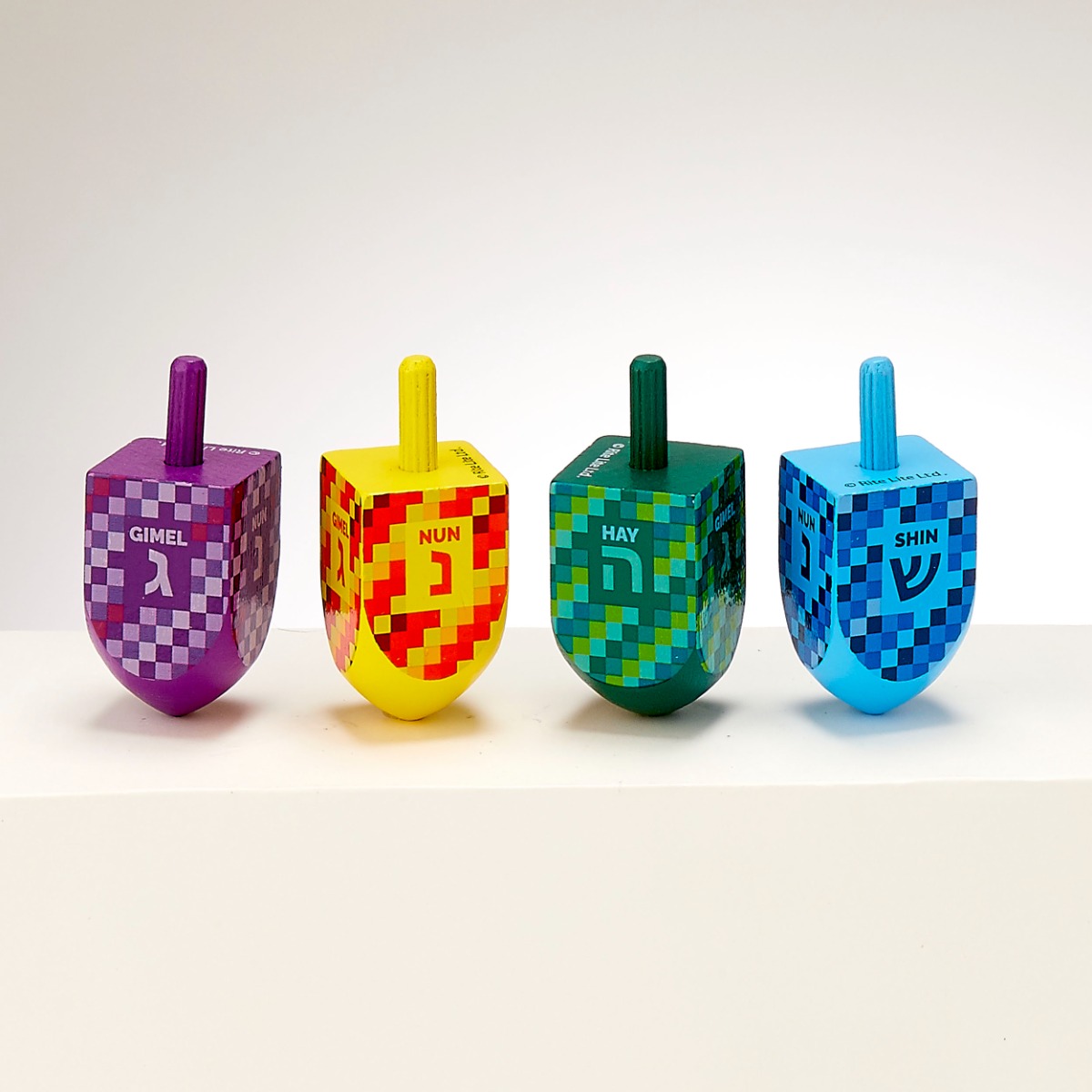 Large Painted Wood Dreidels: Single - Assorted Designs  -Perfect For Hanukkah