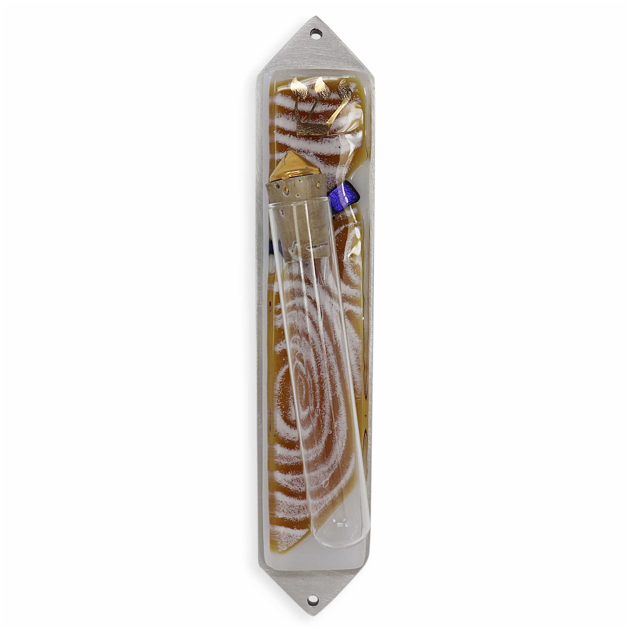 Vortex Amber Wedding Glass Keepsake Mezuzah Case