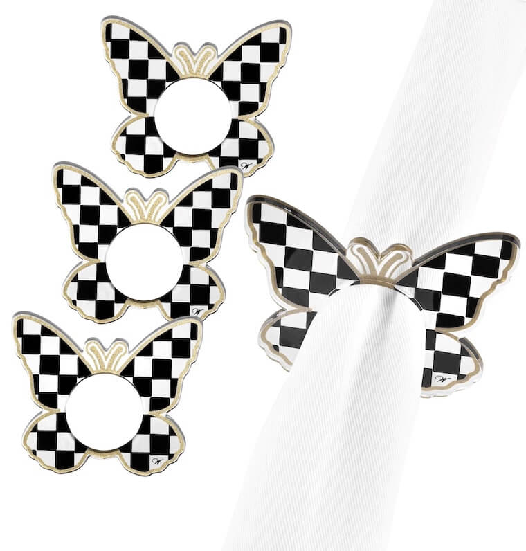 Waterdale Collection Onyx Butterfly Napkin Rings