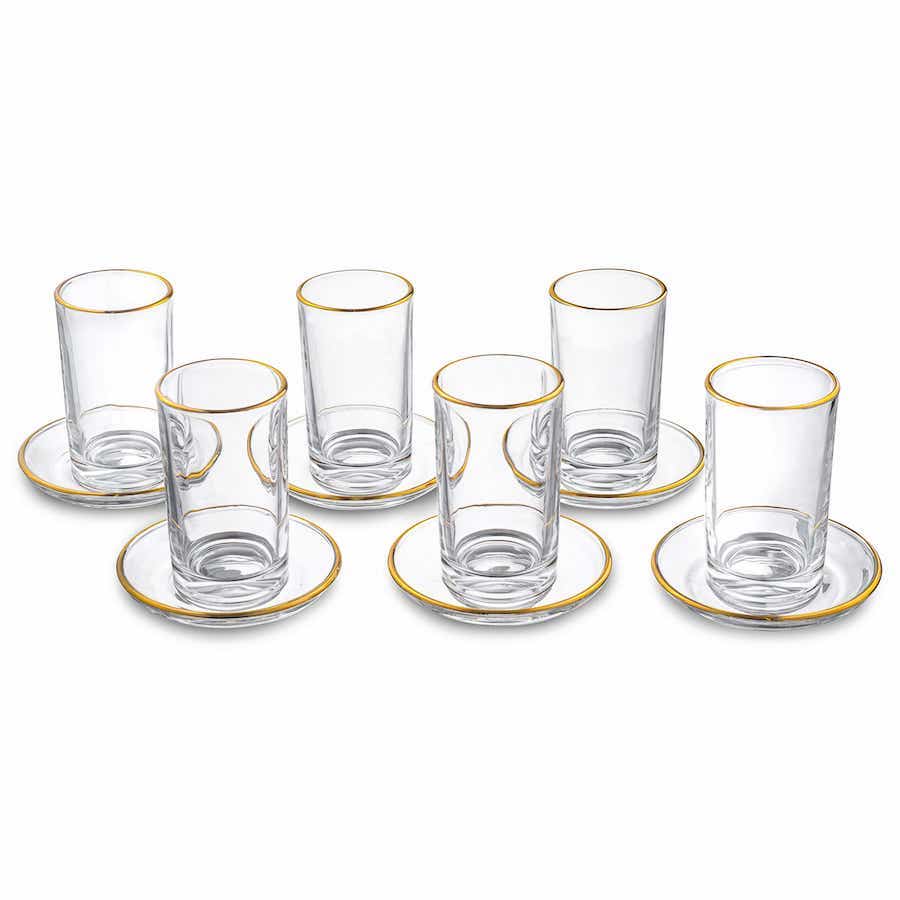 Waterdale Collection Modern Glass Cups & Saucers
