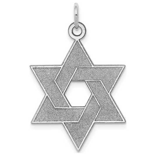 14K White Gold Laser-Etched Star Of David Pendant