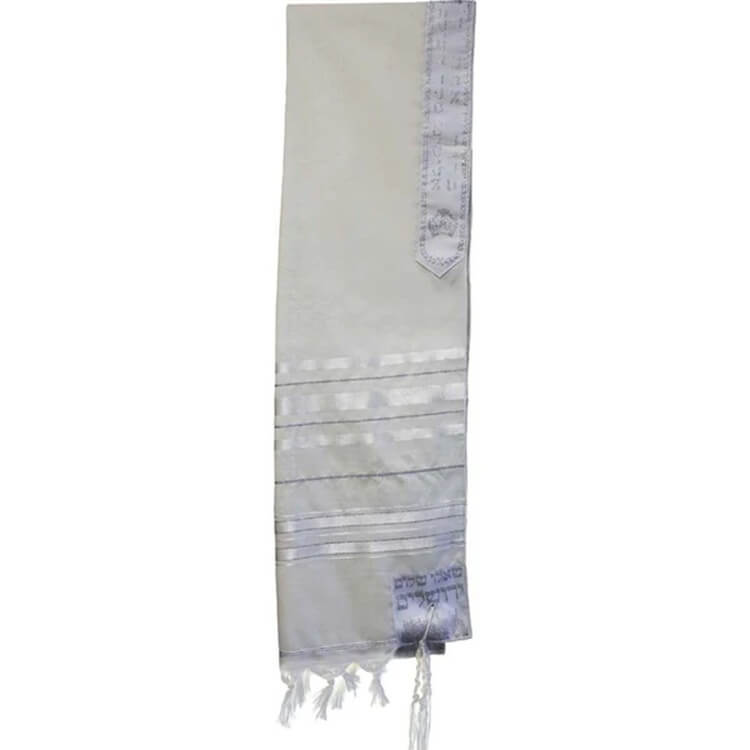 Traditional White With Silver Stripes Wool Tallit
