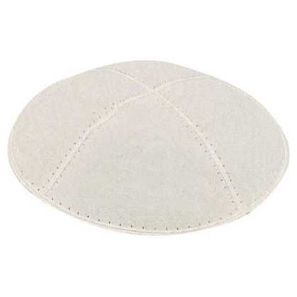 White Suede Kippah - Large
