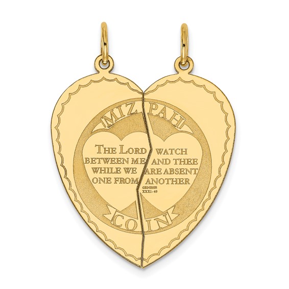 2-Piece 14K Yellow Gold Heart Mizpah Charm
