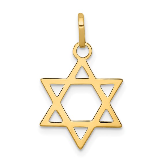 14K Matte Yellow Gold Star Of David Pendant