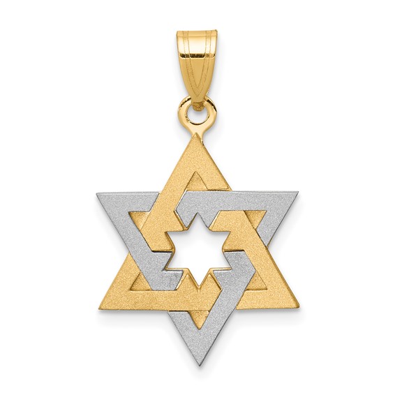 14K Two-Tone Gold Dual Star Of David Pendant