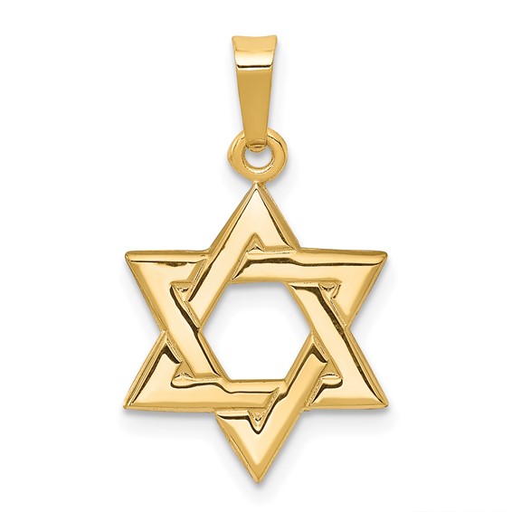 14K Yellow Gold Die-Struck Star Of David Pendant