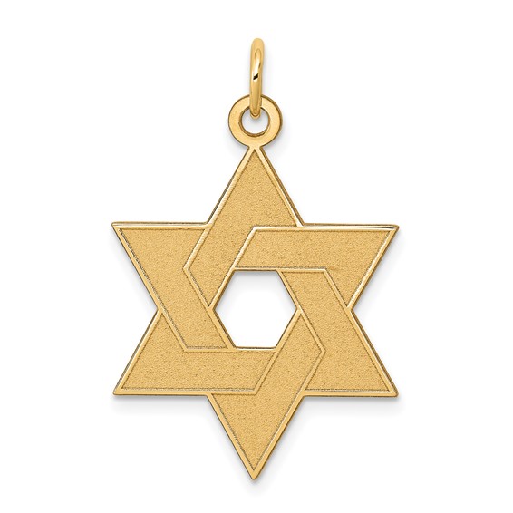 14K Yellow Gold Laser-Etched Star Of David Pendant