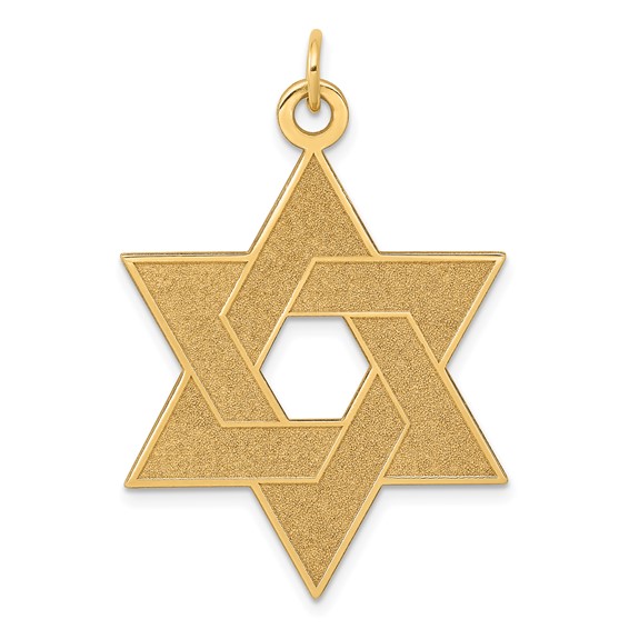 14K Yellow Gold Laser-Etched Star Of David Pendant
