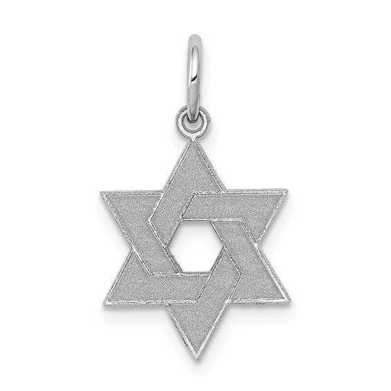 14K White Gold Laser-Etched Star Of David Pendant