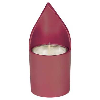 Yahzeit Memorial Candle Holder With Candle - Maroon -Perfect For Yom Kippur